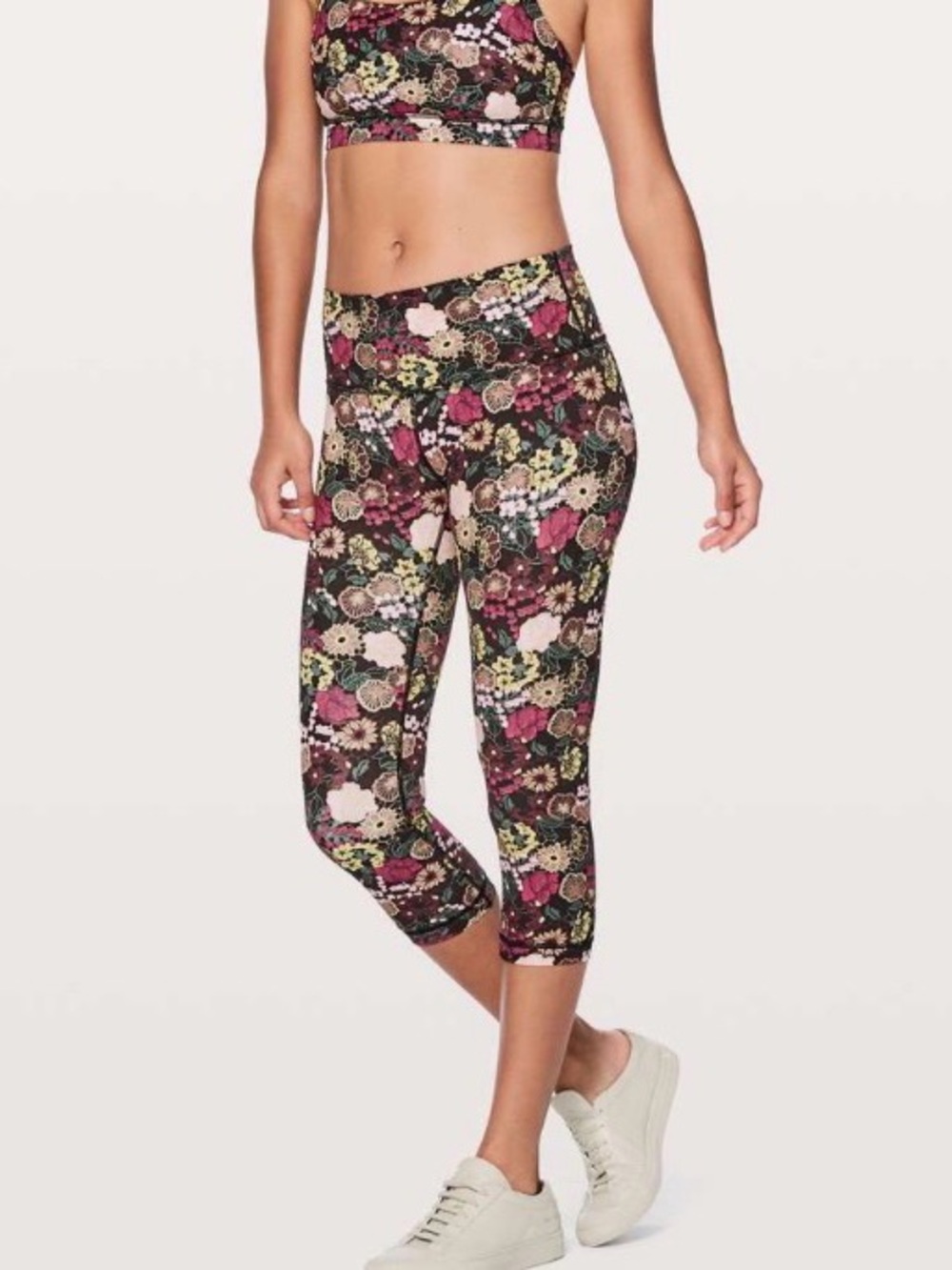 Lululemon Wunder Under Fluorolace Cropped Leggings Size 6 Floral Print